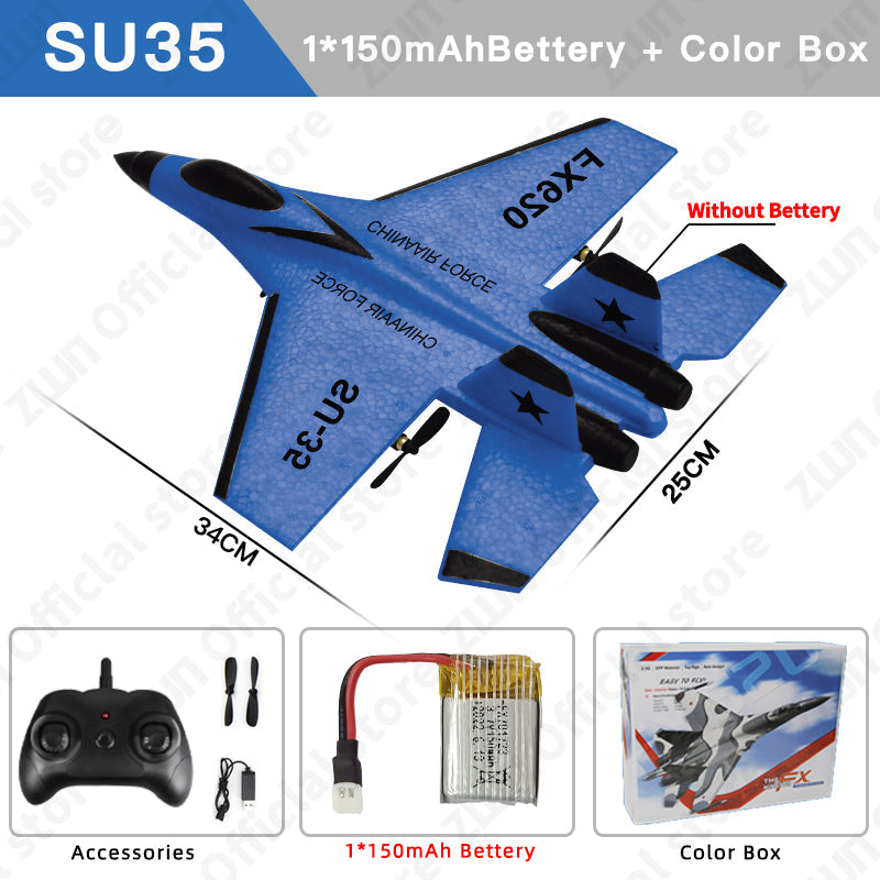 RC Plane SU35 2.4G With LED Lights Aircraft Remote Control Flying Model Glider Airplane SU57