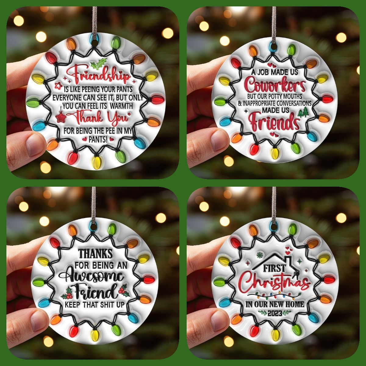 🎁BESTIES CHRISTMAS ROUND ORNAMENT