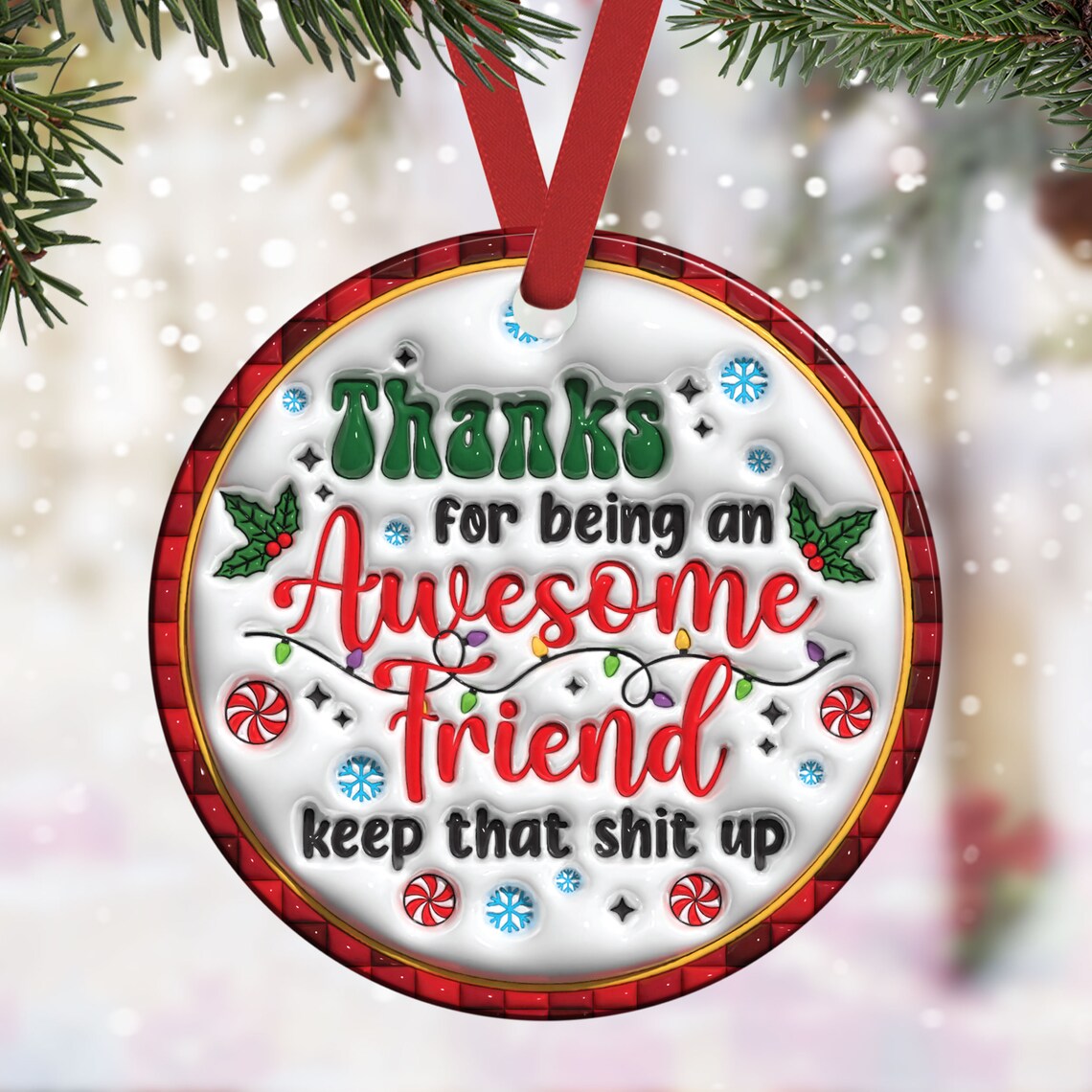 🎁BESTIES CHRISTMAS ROUND ORNAMENT