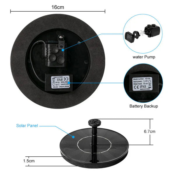 Solar-Powered Garden Fountain Pump