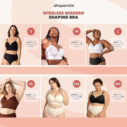 SHAPERMINT Supportive Bras for Women Full Coverage, Womens Bras Comfortable Wireless Bras with Support and Lift Everyday Bras