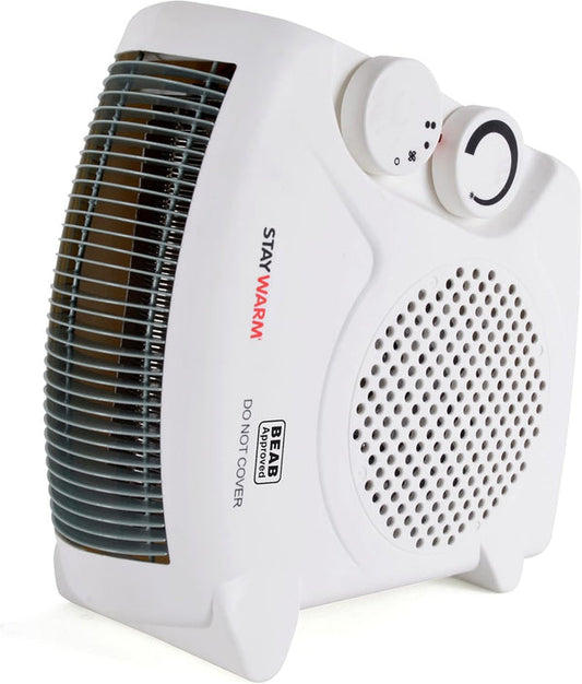 2 in 1 Fan Heater 2KW 2000W Small Portable Electric Hot Warm Air Upright Flatbed