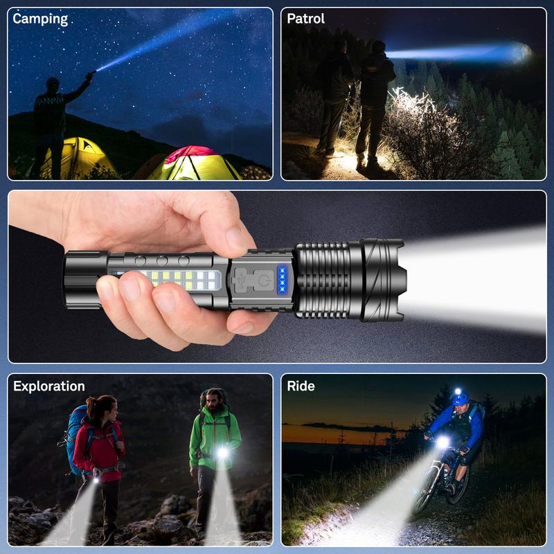 Outdoor lighting white laser flashlight with cob warning side work light