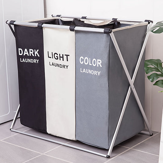 3-Section Oxford Laundry Hamper