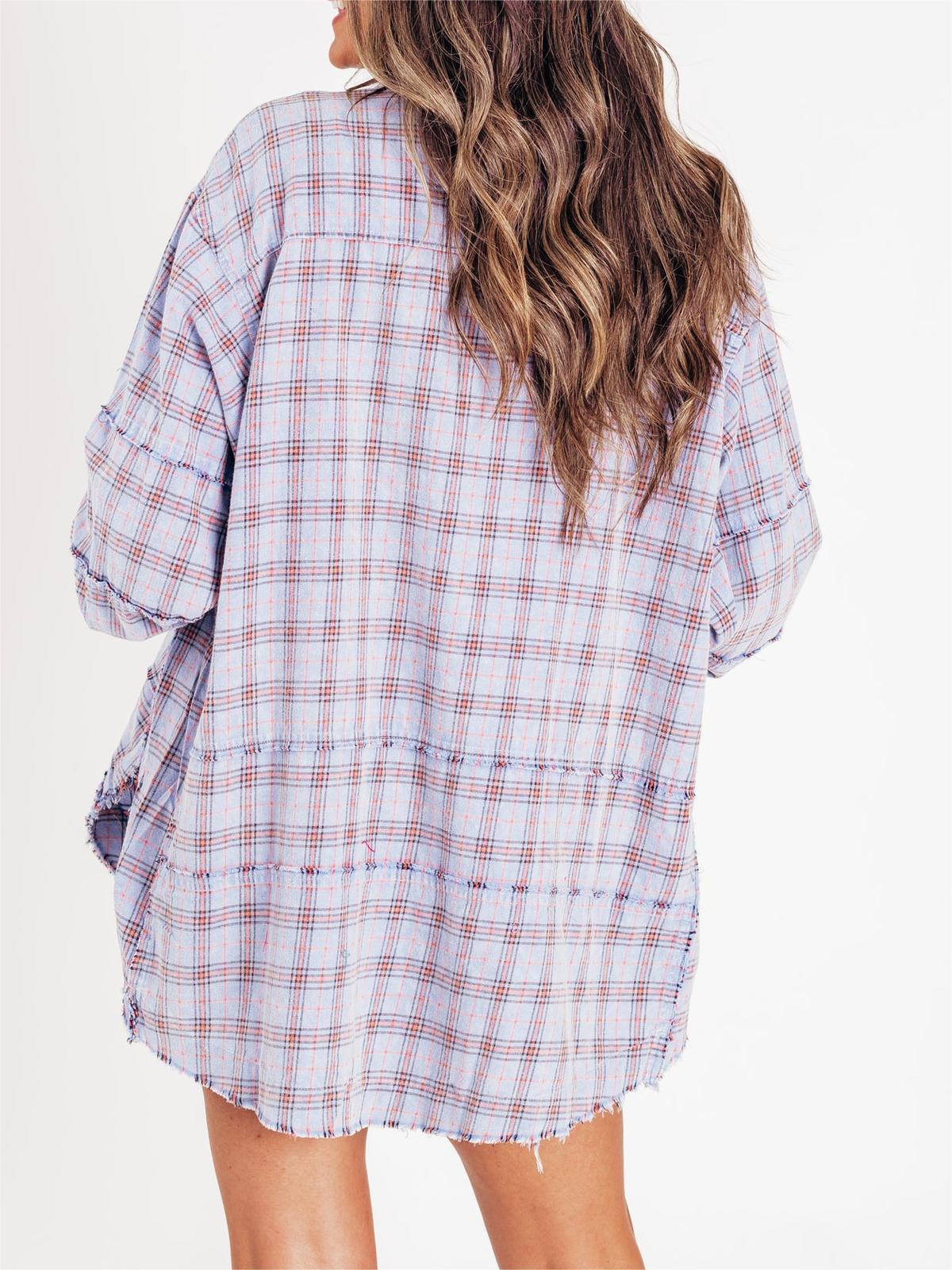 Women's Seams Raw Edge Washed Oversized Shirt Jacket