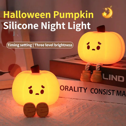 Cute Silicone Halloween Pumpkin Night Light Lamp for Halloween Decorations