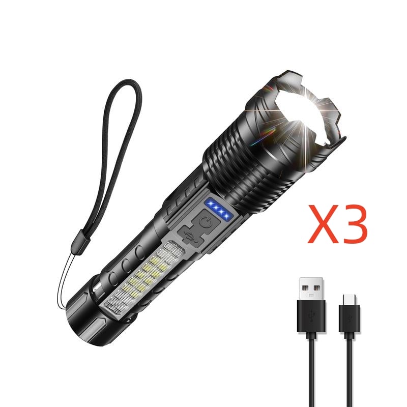 Outdoor lighting white laser flashlight with cob warning side work light