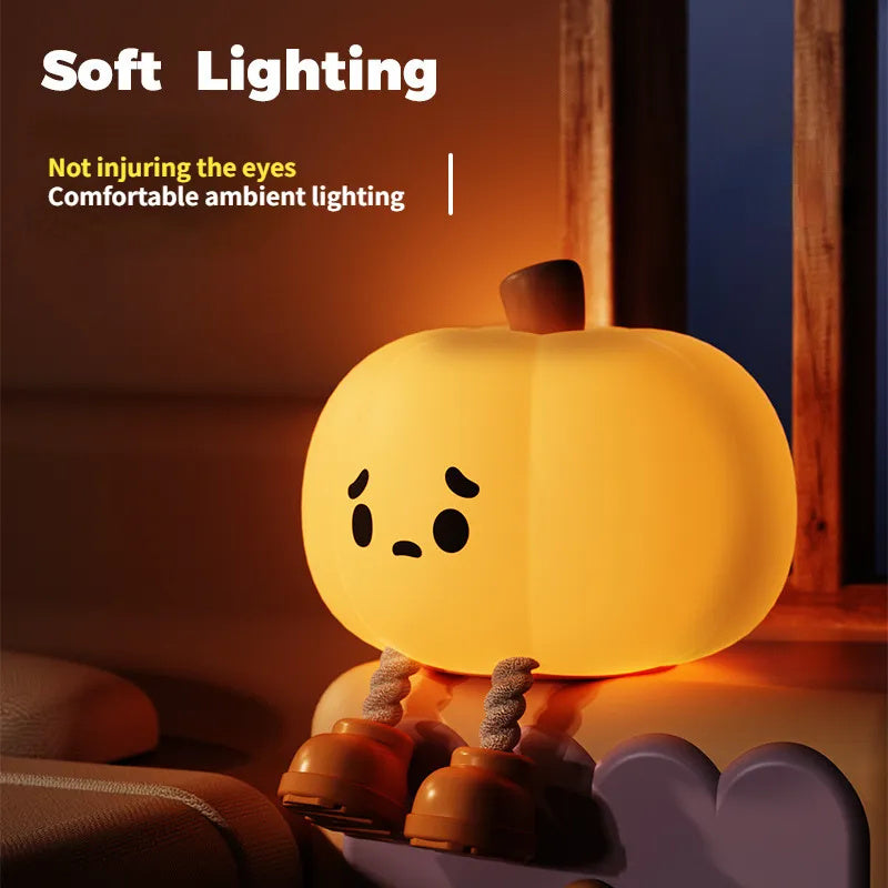 Cute Silicone Halloween Pumpkin Night Light Lamp for Halloween Decorations